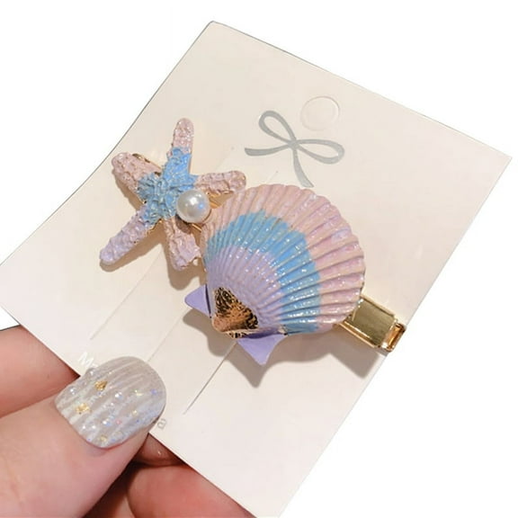 Ruanlalo Sweet Starfish Shell Imitation Hair Grip Clip Hairpin Snap Girl Beach Barrette Multicolor