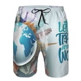 thumbnail image 3 of Honeii's Let's go Travel Print Men's Casual Shorts with Drawstring，Swim Trunks Quick Dry Beach Shorts, 3 of 5