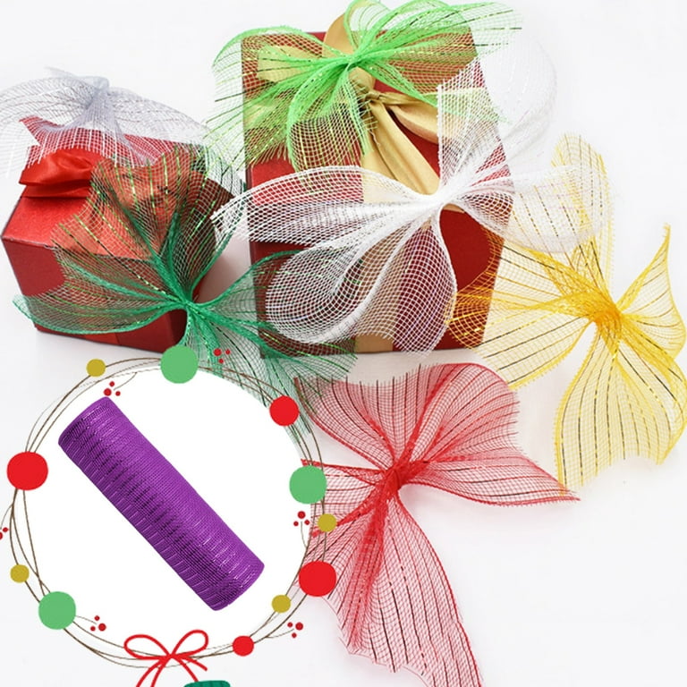 Small Craft Table Craft Organizers And Storage Poly Mesh Ribbon With  Metallic Foil Each Roll For Wreaths Swags Bows Wrapping And Decorating 