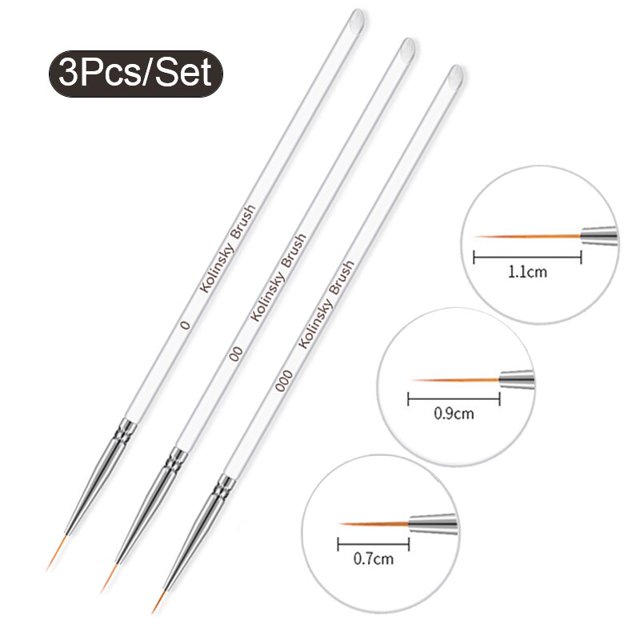 Juego de pinceles para delineador de uñas con rayas francesas acrílicas, 3 uds., puntas 3D para manicura, bolígrafo de dibujo ultrafino, pinceles de Gel UV, herramientas de pintura Tan Jianjun unisex