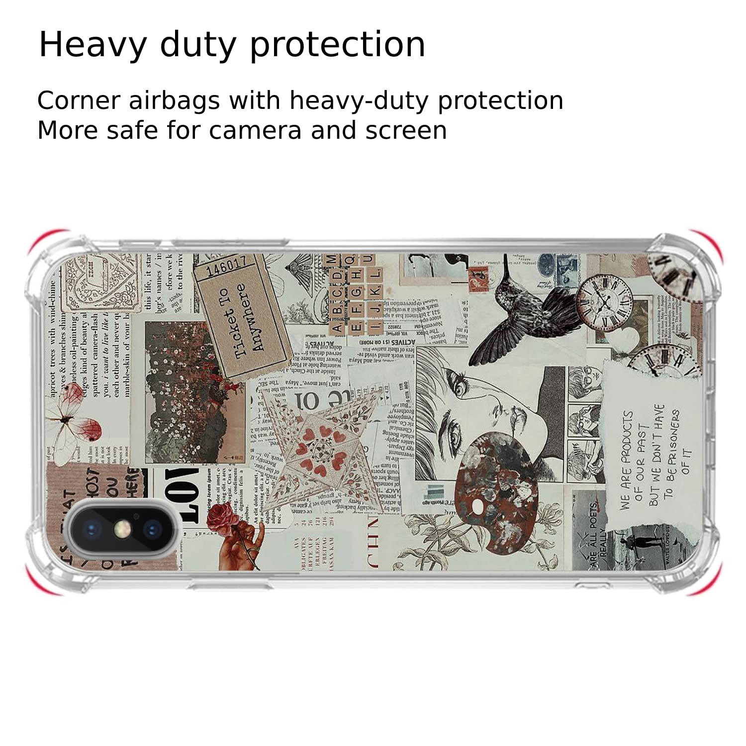 Newspaper Collage Case Compatible with iPhone Xs&iPhone X