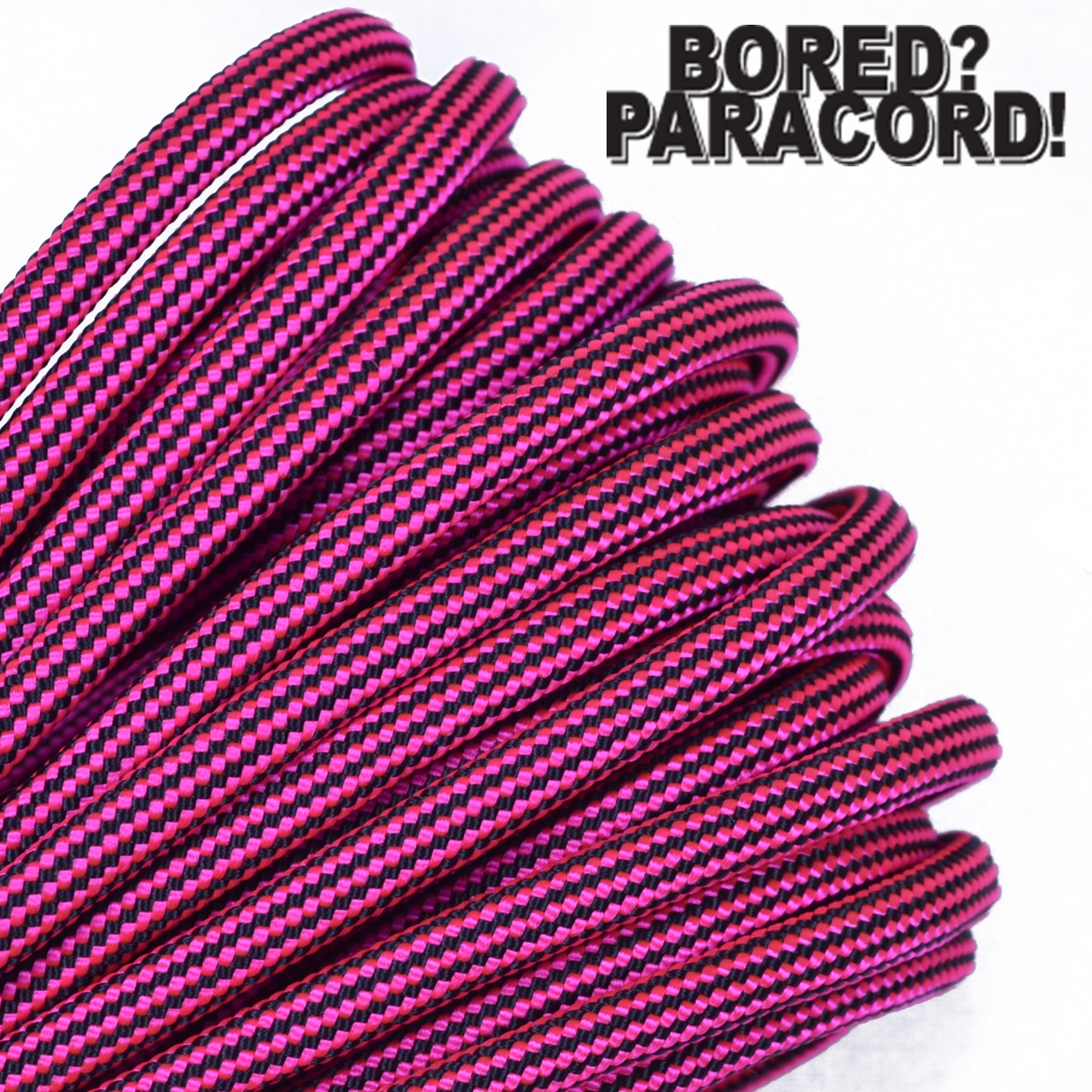 Bored Paracord Brand 550 lb Type III Paracord - Neon Pink With Black Stripes 50 Feet - image 1 of 1
