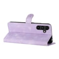 thumbnail image 3 of SaniMore Wallet Case for Samsung Galaxy A14 5G 6.6" 2023, PU Leather Embossed Flower Shockproof [Card Slots + Cash Pocket + Removeable Wrist Strap] Kickstand Full Protective Business Shell, Purple, 3 of 11