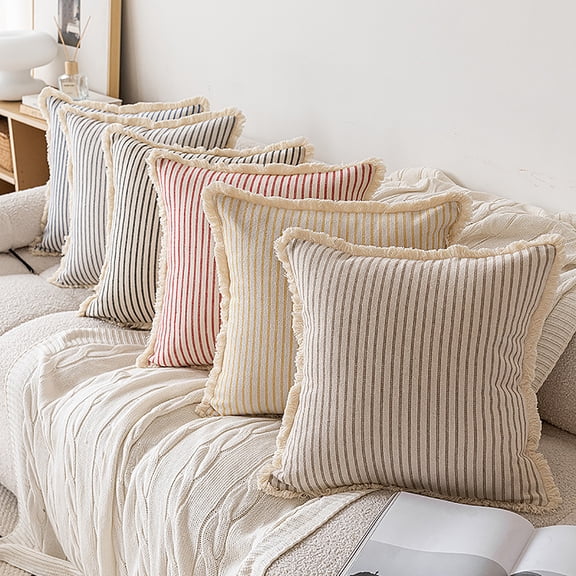 Throw Pillow Covers 18x18 Inch, Decorative Square Pillowcases, Farmhouse Holiday Cushion Covers for Couch Sofa Living Room Bedroom Outdoor Home Decor