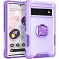 thumbnail image 1 of SaniMore for Google Pixel 7 Pro Multi-Functional Case, 3-Layer Protection Magnetic Cover Support Car Mount & 360° Rotatable Metal Ring Kickstand Full Body Shockproof Protective Shell, Purple, 1 of 8