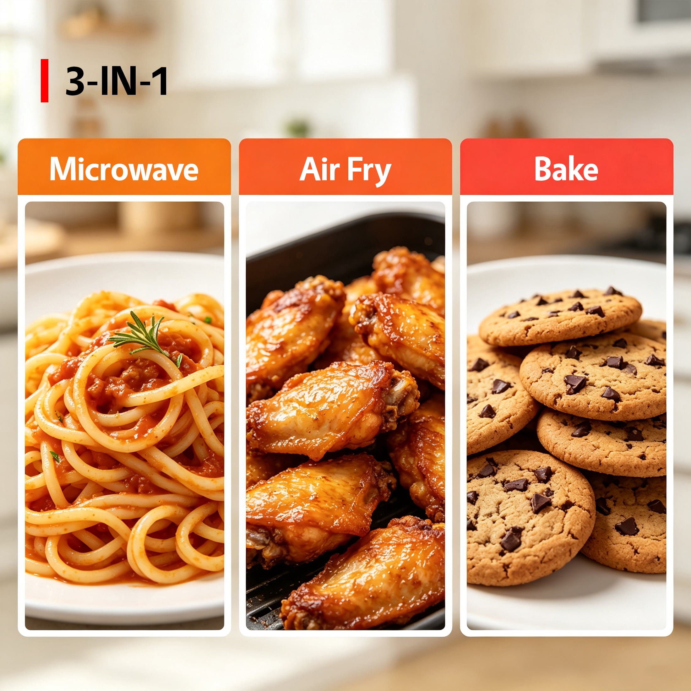 Mainstays 0.9 Cu Ft 3-in-1 Air Fry Convection Microwave Oven, 900 Watts