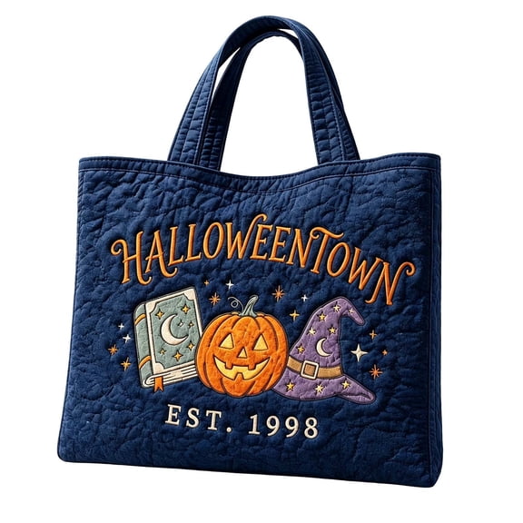 Halloween Tote Bag Ghost Witch Pumpkin Floral Print Quilted Shoulder Handbag for Shopping Travel Casual Daily Use Women