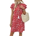 thumbnail image 3 of WIHOLL Summer Dresses for Women Mini Dresses 2026 Sundresses Spring Casual Western Crewneck Ruffle Short Sleeve Beach Vacation Clothes, 3 of 10