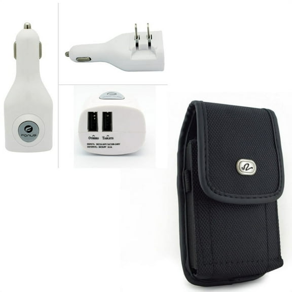 Case Belt Clip w Car Home Charger for Samsung Galaxy S9 Plus, S8 Plus, S10 Plus/A50/A20 - Rugged Holster Canvas Cover Pouch, 2-Port USB 2-in-1 Power Adapter DC Socket R5J