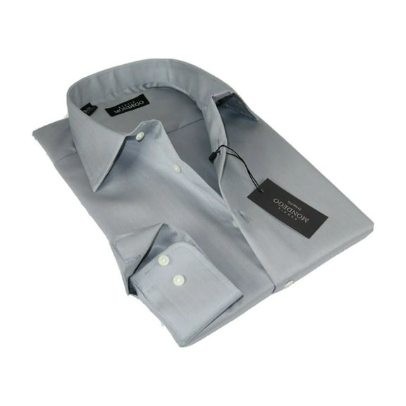 Men Mondego 100% Soft Cotton Dress Business Classic shirt A1300 Gray Herringbone