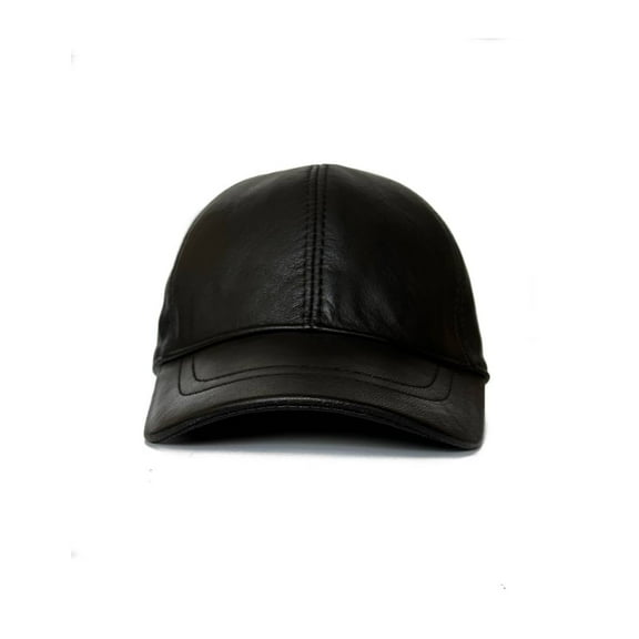 Lukkizara Genuine Leather Baseball Cap Adjustable Strap Plain Real Lambskin Leather Hat Sports Visor (Genuine Leather, Black)