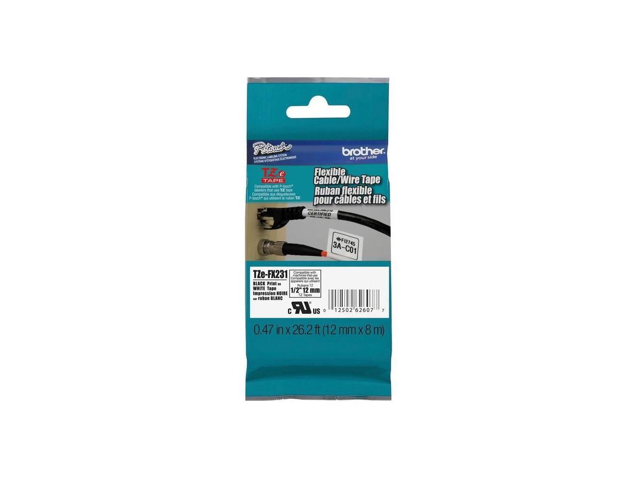 Brother TZE-FX231 Black on White Flexible ID Tape for P Brother TZE-FX231 Black on White Flexible ID Tape for P