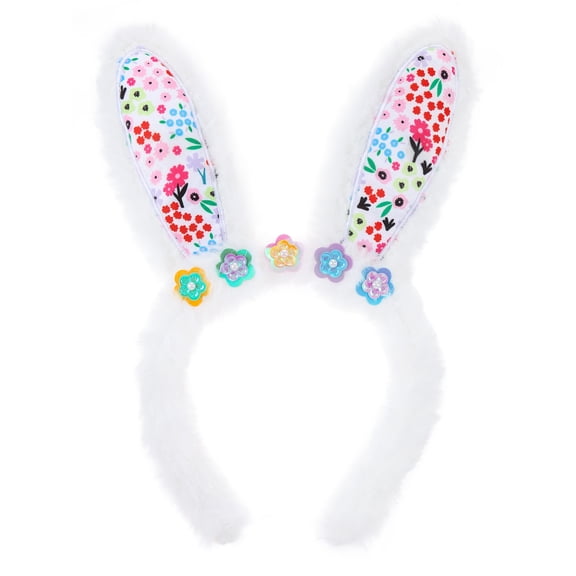 Way to Celebrate Easter Bunny and Flowers Calico Bunny Ears Headband, 1 Piece