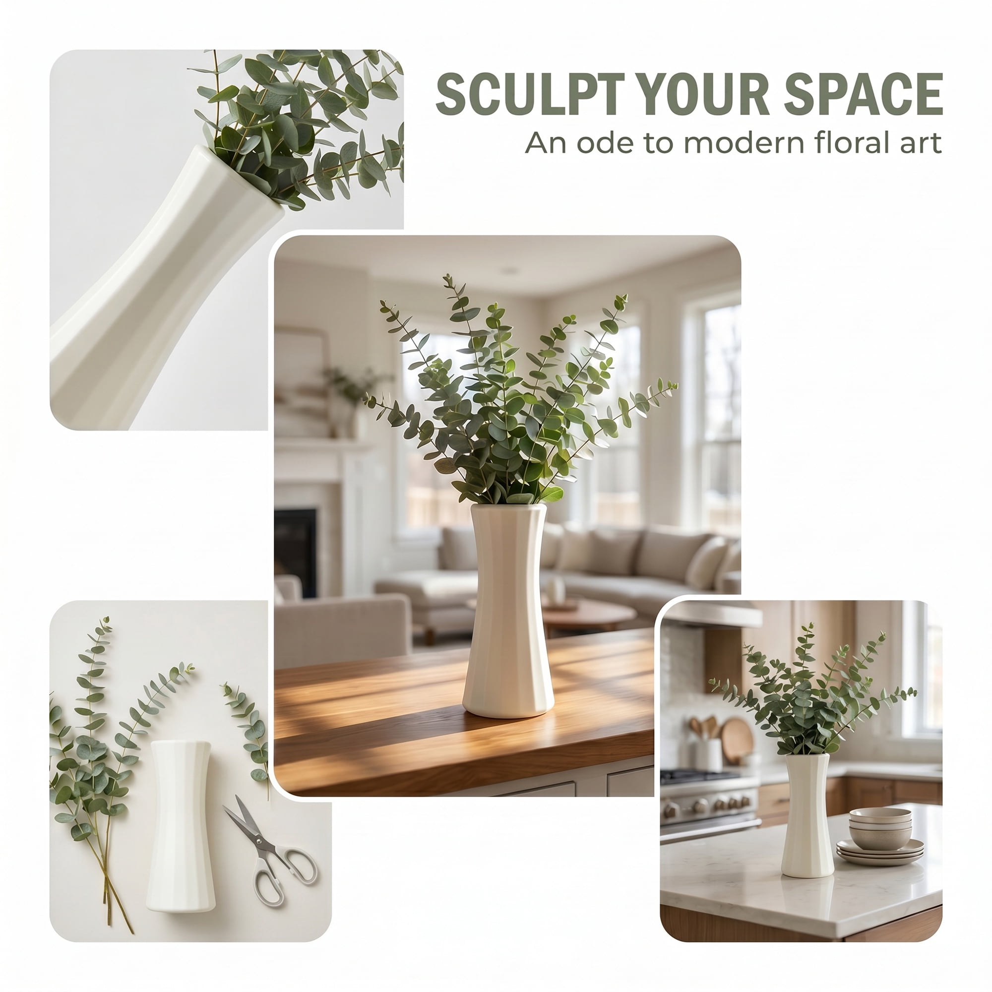 Unique Bargains Modern Geometric Minimalist Centerpiece Flower Vase White 3.5"x3.5"x8.3"