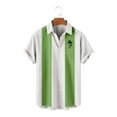 thumbnail image 2 of Leesechin Men's Hawaiian Stripe Shirts Short Sleeve Button Down Tropical Summer Beach Shirts Green 4XL, 2 of 5