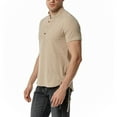 thumbnail image 4 of SWSMCLT Men's Soft T Shirt Short Sleeve Henley Shirt Linen Summer Top Cotton Button Cool Basic Crew Neck Khaki X-Large, 4 of 4