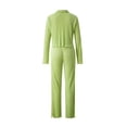 thumbnail image 4 of VISgogo, traje informal para mujer, pantalones, traje de Color sólido, manga larga, cuello en V, Tops, cintura alta, pantalones de pierna ancha VISgogo  moda, 4 of 9