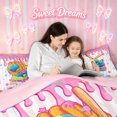 thumbnail image 4 of meiyoeat Pink Ice Cream Baseball Twin Bedding for Girls, Drip Sport Sneaker Bat Bedding Comforter Set, Pink Reversible, 7 Pieces, 4 of 6