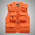 thumbnail image 4 of Ropa de trabajo para hombre Chaleco con múltiples bolsillos Espalda desmontable Chaleco para exteriores Cremalleras Transpirable, 4 of 6
