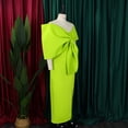 thumbnail image 4 of AURA Plus Size Women Sexy V Neck Big Bow High Waist Split Maxi Party Dress Elegant Bodycon Evening Gown, 4 of 7