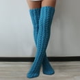 thumbnail image 2 of DQRPSEETB Women's Cable Knitted Thigh High Boot Socks Extra Long Winter Stockings Over Knee Leg Warmers Knee High Stockings,Work Socks Light Blue, 2 of 3