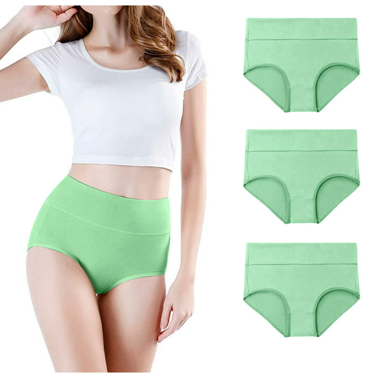 Women's High Waisted Cotton Underwear Stretch Briefs Soft Full Coverage  Panties Please buy one or two sizes up