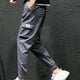 thumbnail image 1 of Pantalones largos para hombre, informales, lisos, con bolsillo, cintura elástica, para exteriores, con cordón ajustable, para trabajo, 1 of 4