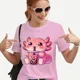 thumbnail image 2 of Ropa de verano para mujer, camisetas Kawaii Bubble Tea Boba Axolotl, pantalón corto informal, camiseta de manga, camisetas gráficas Harajuku Y2k a la moda para mujer, 2 of 5