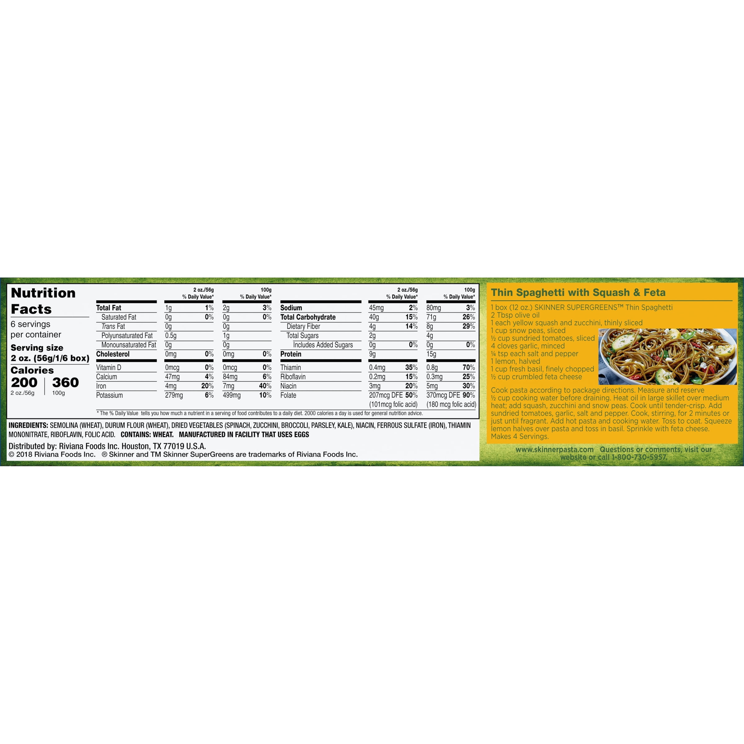 Skinner Supergreens Thin Spaghetti Pasta 12 Ounce Box Walmart Com Skinner Supergreens Thin Spaghetti Pasta 12 Ounce Box Walmart Com