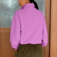 thumbnail image 4 of Women's Half Zip Pullover Hoodie, Stand Collar Long Sleeve Sweatshirt, Casual Loose Fit Top, Solid Color Knit Blouse, Fashion Oversized Sweater for Women Hot Pink XL, 4 of 4