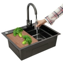 Modern Kitchen Sink, Stainless Steel Kitchen Sink, Bar Sink with Knife Holder, with Pull-out 360° Rotatable Swivel Faucet, for Kitchen Sink, Bar Sink, or Outdoor Sink