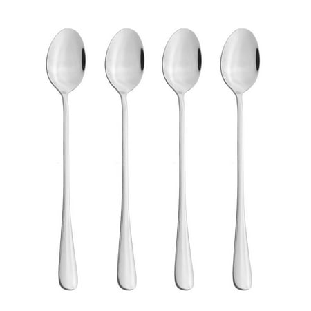 

4Pcs Silver Long Handle Tea Spoon Juice Coffee Stirring Flatware Set Stainless Steel Coffee Spoon Kitchen Hot Drinking Cutlery