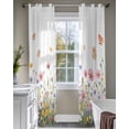 thumbnail image 4 of Wild Flowers Sheer Curtains 84 Inch Length 2 Panels Set for Living Room/Bedroom, Spring Butterfly Watercolor Country Floral Kitchen Curtains Grommet Semi-Sheer Curtains Window Treatments 42"x84"x2, 4 of 7