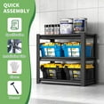thumbnail image 2 of 3 Tiers Garage Shelving Heavy Duty, Adjustable Storage Shelves, Metal Garage Shelves, Garage Industrial Shelving Utility Racks for Kitchen, Industrial, Warehouse, Basement, Workshop, Garage, Gym, 2 of 9