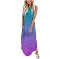 thumbnail image 2 of SMihono Robe Maxi Bohème d'Été pour Femmes Grande Taille Robe Longue Sans Manches Imprimée Col Croisé devant Robe de Plage, 2 of 5