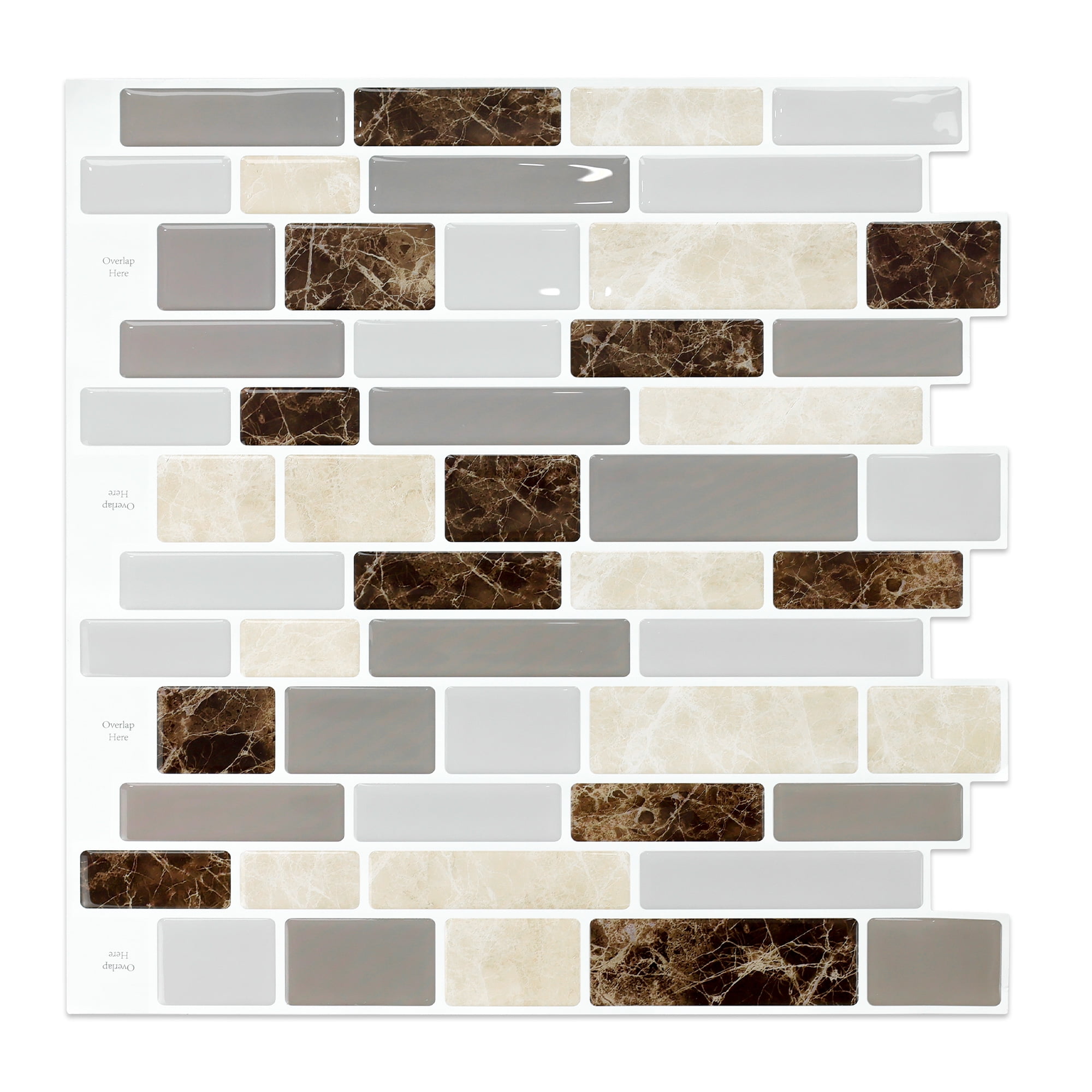 Peel and Stick Backsplash Tile for Kitchen Brown Marble Pattern,1MM Thickness