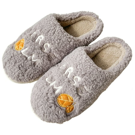 

Fluffy Stuffed Slippers Non-slip Indoor House Shoes Comfy Plush Slip For Home Bedroom Gray 42-43