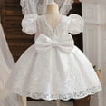 thumbnail image 4 of WOYY Newborn Girls Short Sleeve Bow Embroidery Evening Dress Party Pageant Gown, Sizes 6M-5T, 4 of 5