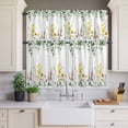 thumbnail image 4 of 3 Piece Kitchen Curtains and Valances Set Eucalyptus Leaves Cafe Curtains 36 Inch Length Spring Country Botanical Flowers Floral Valance & Tier Curtain for Living Room Bedroom 54"x18"+27"x36"*2, 4 of 6