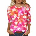 thumbnail image 2 of BILIKEYU Valentine Shirts for Women Love Heart Tshirt Valentine's Tee Shirt Casual Lover 3/4 Sleeve Sleeve Tops, Women Fall Clothes, 3/4 Sleeve Tops for Women, Valentine Day Shirts for Women, 2 of 5