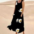 thumbnail image 2 of Vestido de Verano Casual sin Mangas de Lino de Cuello Redondo Impreso Maxi, Vestido de Verano Largo Y Cómodo, 2 of 5