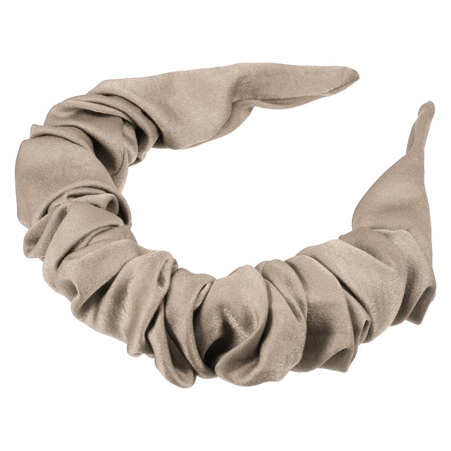 Diadema plisada de color sólido, diadema para mujer, aro para el pelo, beige