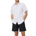 thumbnail image 1 of Men's Linen Short Sleeved X Large Shirt T Shirt Loose Undershirt Device Men Solid Color Short Sleeved Large Mesh Cotton Linen Shirt for Leotard Men Beach Plus Size Men Short Sleeved Shirt, 1 of 8