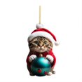 thumbnail image 1 of Adornos colgantes de gato de Navidad, colgantes de árbol de Navidad personalizados, animales acrílicos de dibujos animados lindos, decoración de fiesta en casa, 1 of 4