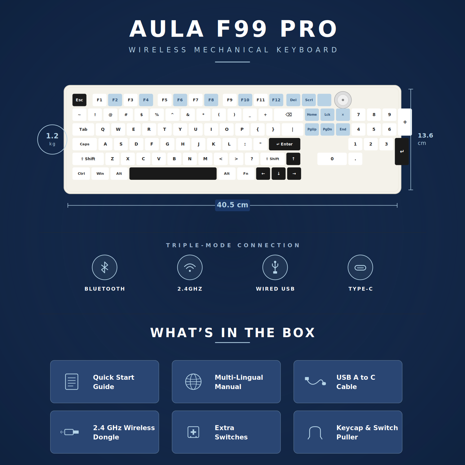 Aula F99 Pro Wireless Gaming Keyboard, 96%, Mechanical photo 7