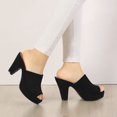 thumbnail image 2 of Sandalias de Tacón Grueso Allegra K con plataforma de punta abierta para Mujer Negro 37, 2 of 7