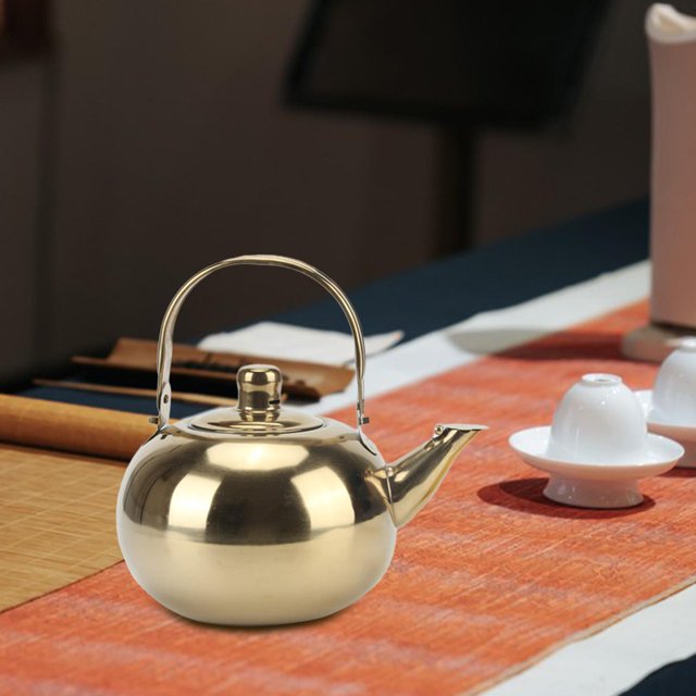 Coffee Pot Gifts Campfire Cook Pot Spout with Lid Stainless Steel Tea Kettle 1.2L