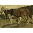 thumbnail image 2 of George Hendrik Breitner 24x18 Gold Ornate Framed and Double Matted Museum Art Print Titled - A Brown and a White Horse in Scheveningen (C. 1880 - C. 1923), 2 of 4