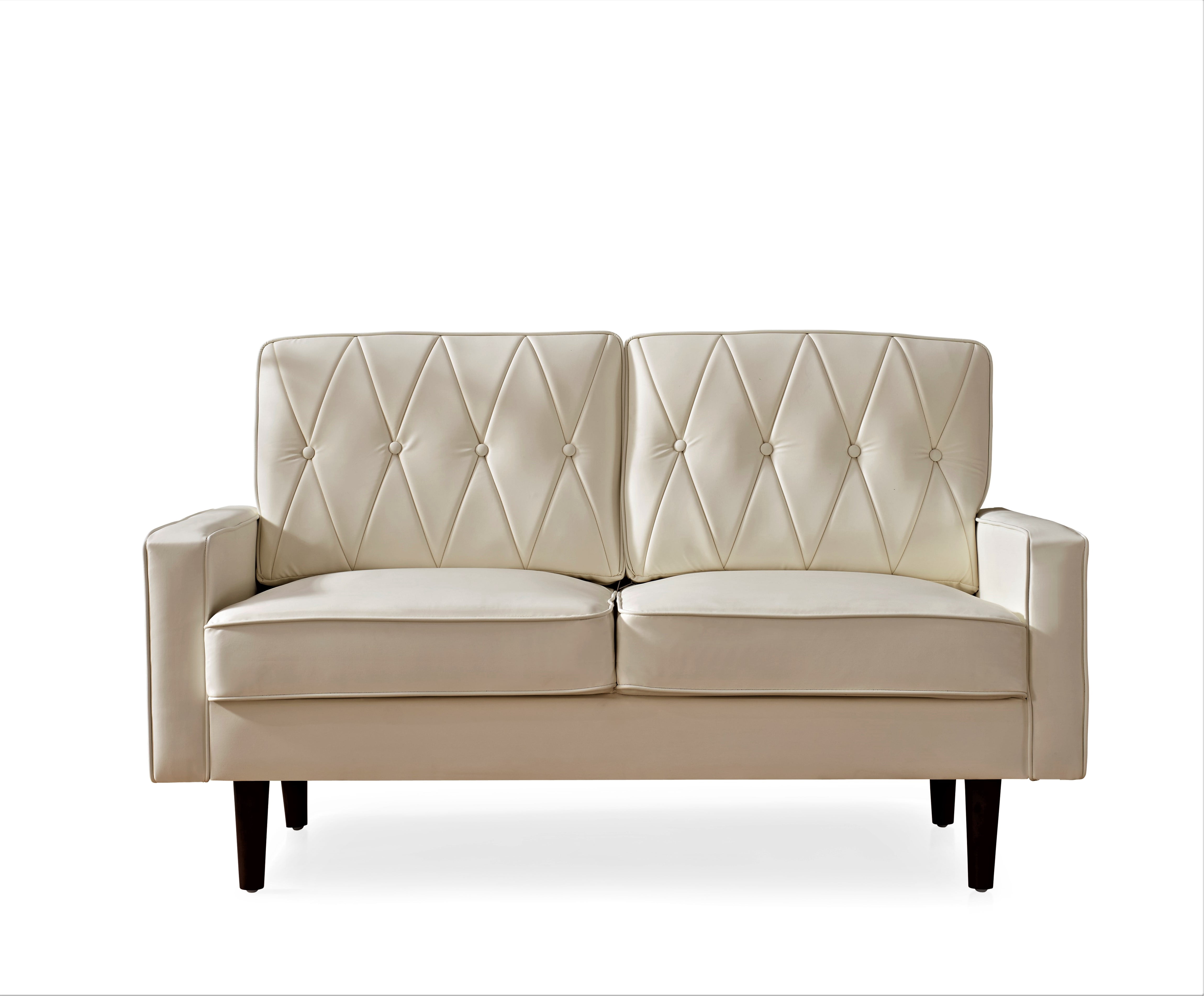 US Pride Furniture Acire 57.5" Faux Leather Cushion Back Loveseat for Living Room, White