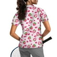 thumbnail image 2 of COEQINE Women V Neck Golf Shirts 1/4 Zip Short Sleeve Tennis Activewear Strawberry and Heart Pink Print Lightweight Golf Tops Pullover Workout Athletic Tops for Valentine's Day, S, 2 of 7